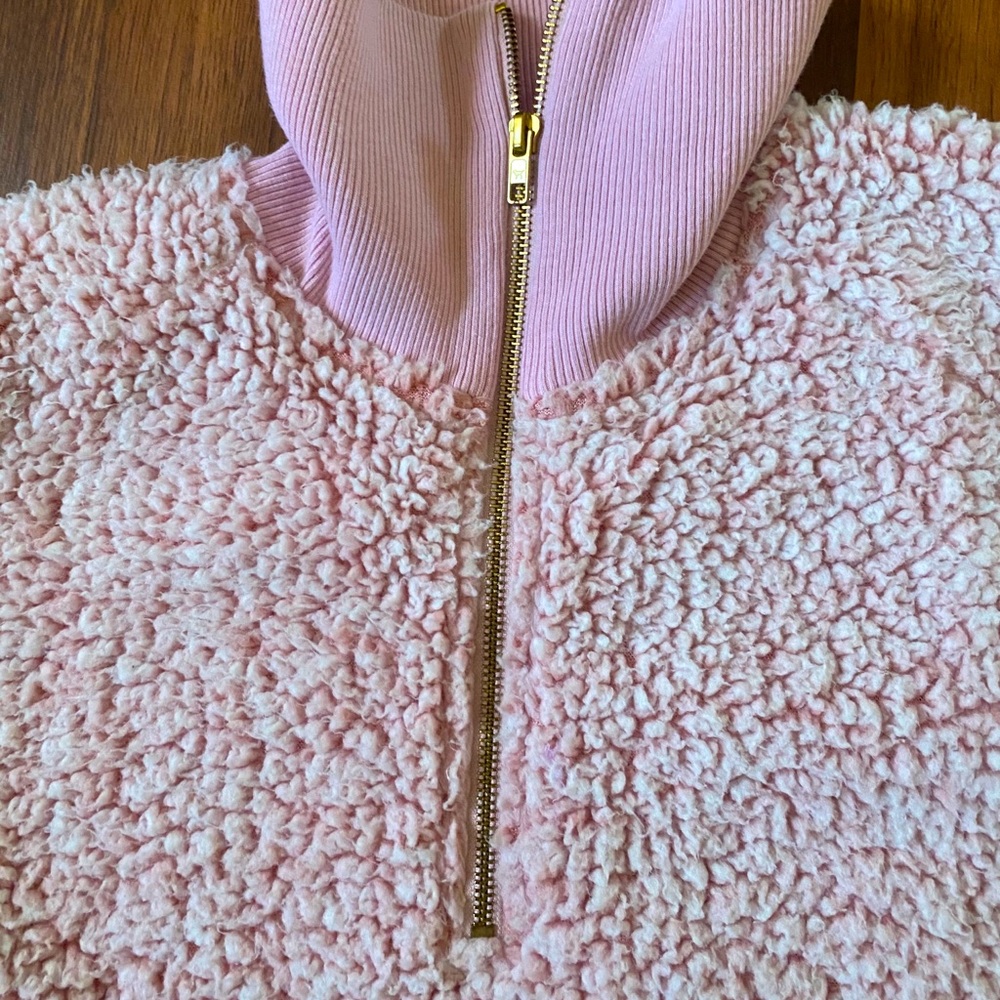 PINK CROP SHERPA JACKET